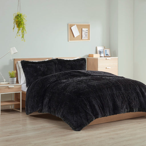 Black-Audra-Reversible-Luxury-Shag-Comforter-Set-White-Stone-Decor-1