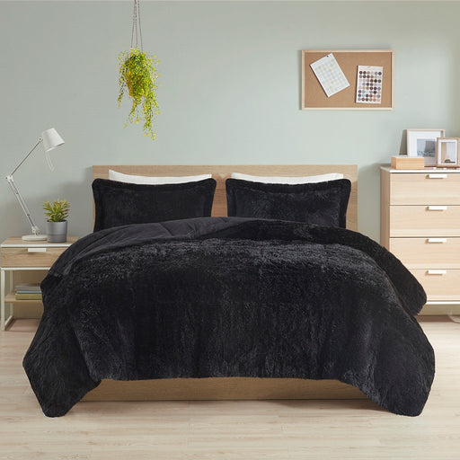Black-Audra-Reversible-Luxury-Shag-Comforter-Set-White-Stone-Decor