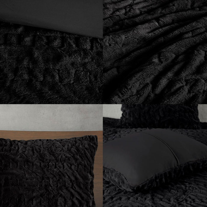 Black-Cadence-Textured-Luxury-Comforter-Set-White-Stone-Decor-4