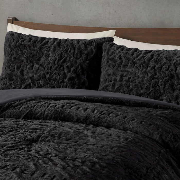 Black-Cadence-Textured-Luxury-Comforter-Set-White-Stone-Decor-5