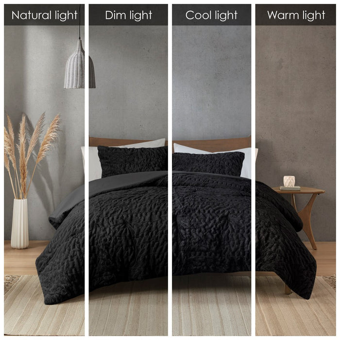 Black-Cadence-Textured-Luxury-Comforter-Set-White-Stone-Decor-7