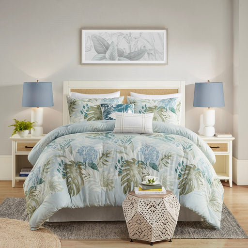 Blue-Tropical-Costal-6-Piece-Comforter-Set-White-Stone-Decor-1