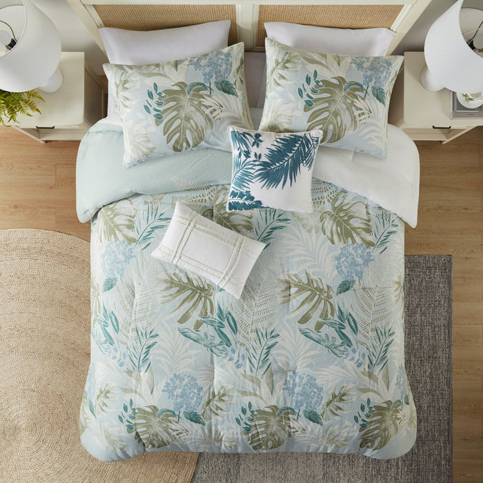 Blue-Tropical-Costal-6-Piece-Comforter-Set-White-Stone-Decor-2