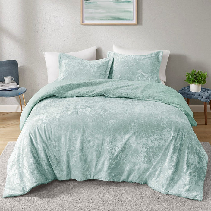 Elisa-Aqua-Velvet-Reversible-Luxury-Comforter-Set-White-Stone-Decor