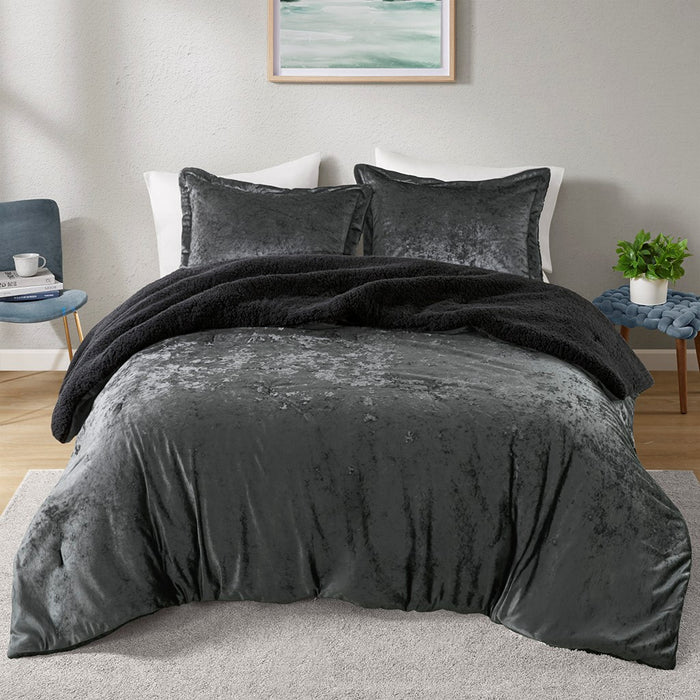 Elisa-Charcoal-Velvet-Reversible-Luxury-Comforter-Set-White-Stone-Decor-1
