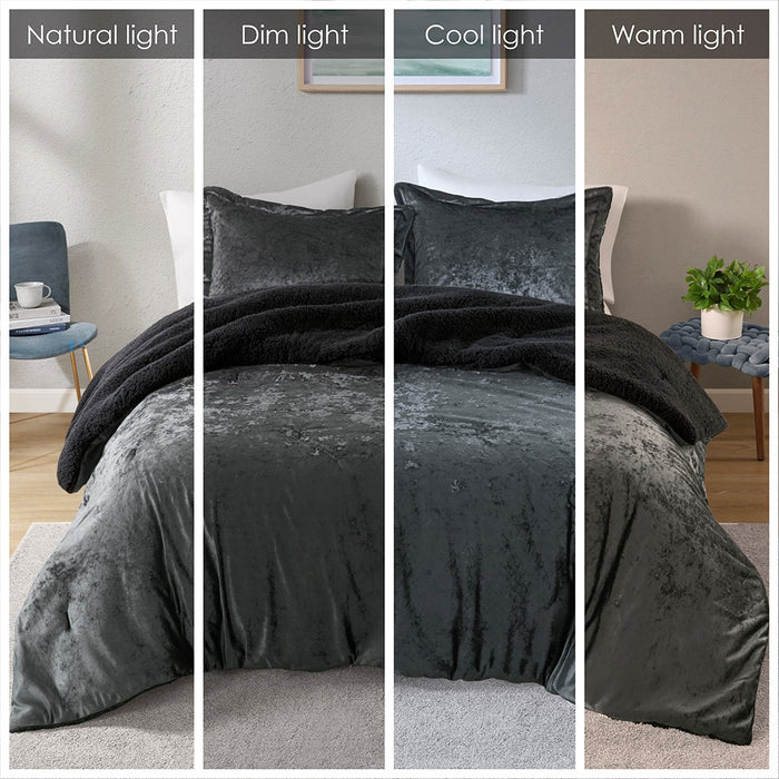 Elisa-Charcoal-Velvet-Reversible-Luxury-Comforter-Set-White-Stone-Decor-4