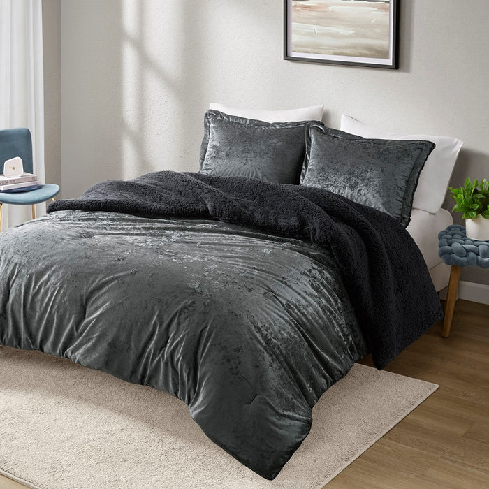 Elisa-Charcoal-Velvet-Reversible-Luxury-Comforter-Set-White-Stone-Decor