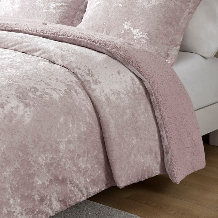 Elisa-Pink-Velvet-Reversible-Luxury-Comforter-Set-White-Stone-Decor-2