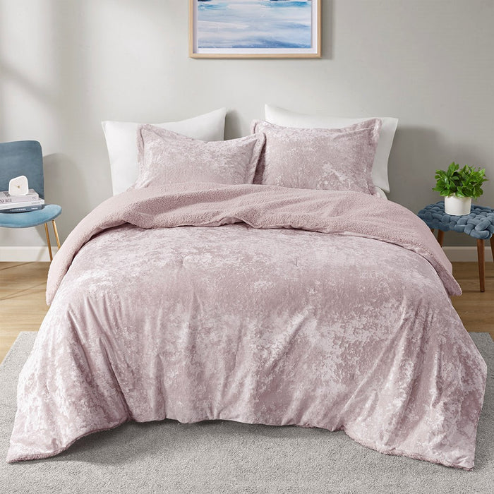 Elisa-Pink-Velvet-Reversible-Luxury-Comforter-Set-White-Stone-Decor