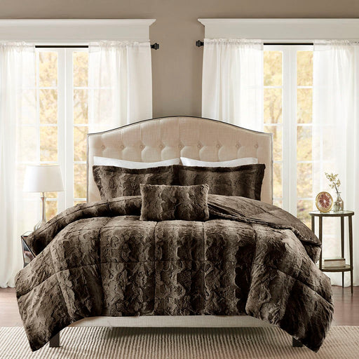 Ella-Brown-Faux-Fur-Luxury-Comforter-Set-White-Stone-Decor-1