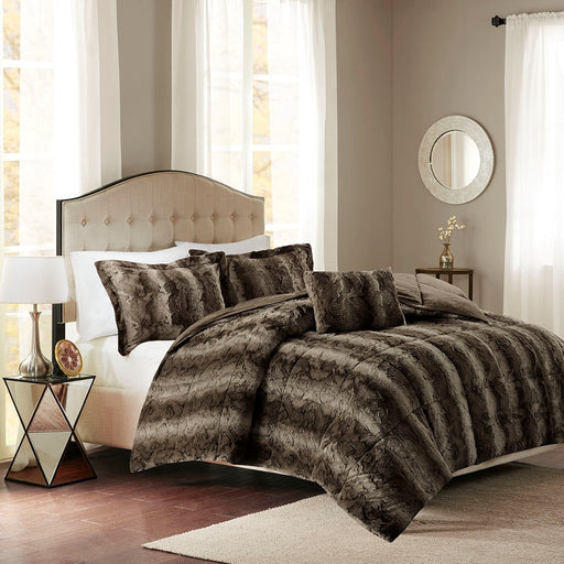 Ella-Brown-Faux-Fur-Luxury-Comforter-Set-White-Stone-Decor
