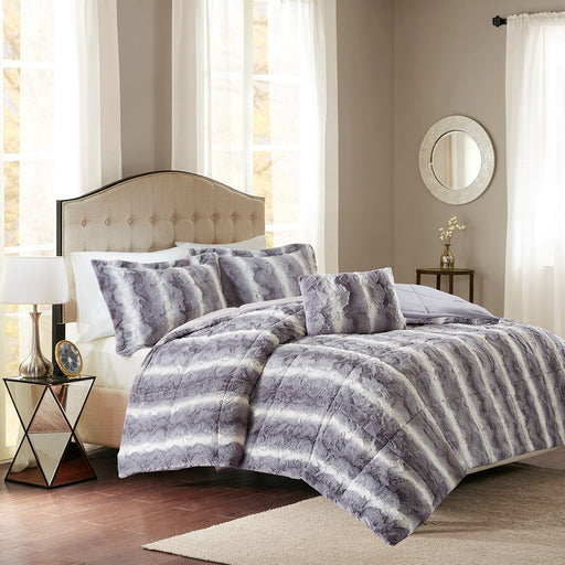 Ella-Grey-Faux-Fur-Luxury-Comforter-Set-White-Stone-Decor-1