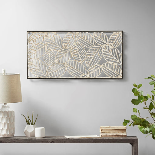 Framed-Aiken-Oak-Leaves-Wall-Decor-White-Stone-Decor