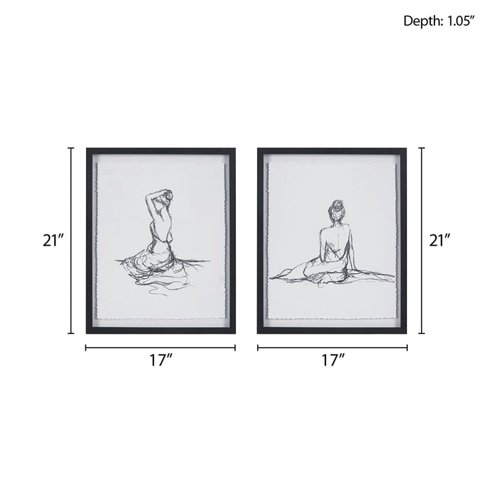 Framed-Brookings-Women-Sketch -2-Piece-Wall-Art-White-Stone-Decor-6