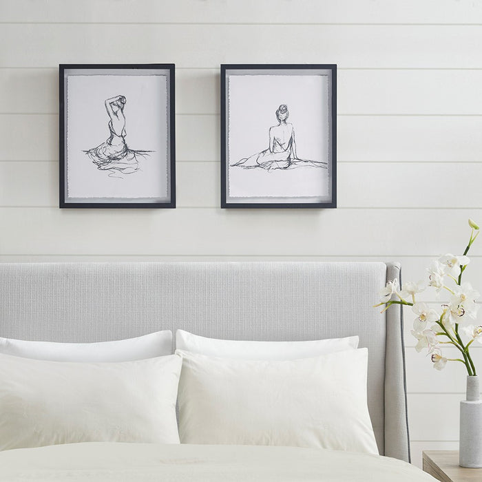 Framed-Brookings-Women-Sketch -2-Piece-Wall-Art-White-Stone-Decor