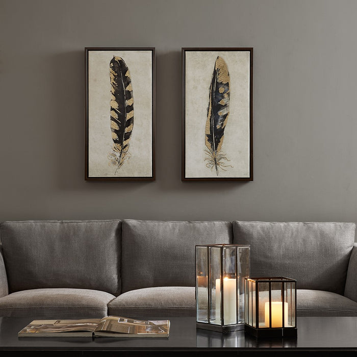 Framed-Chico-Feathers-2-Piece-Canvas-Art-White-Stone-Decor-1