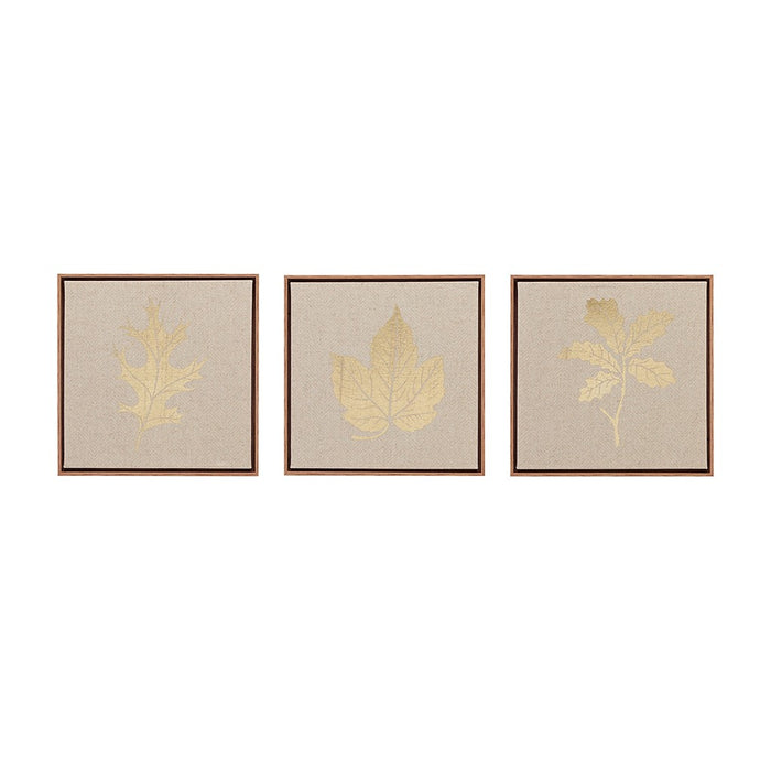 Framed-Golden-Fall-Leaves-3-Piece-Canvas-Art-White-Stone-Decor-1