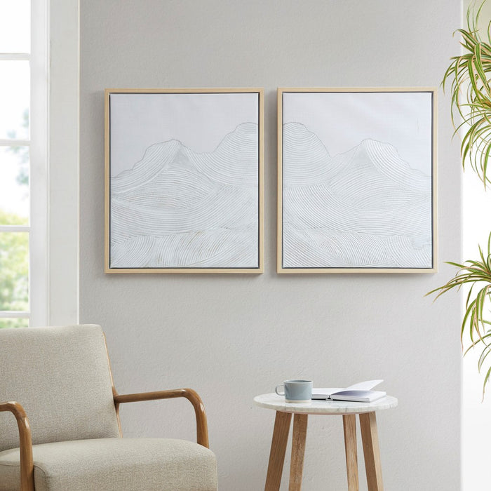 Framed-Mountain-Skyline-2-Piece-Canvas-Art-White-Stone-Decor-1