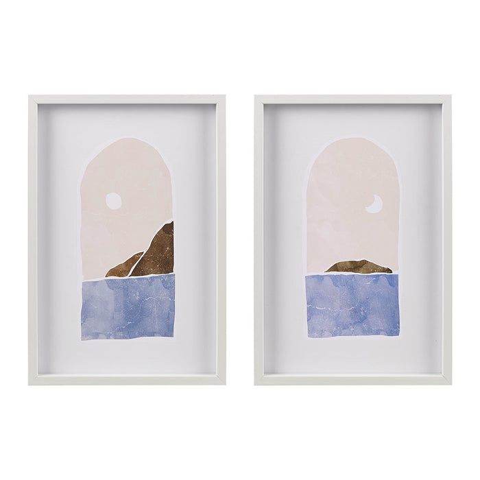 Framed-Ocean-Island-2-Piece-Wall-Decor-White-Stone-Decor-1