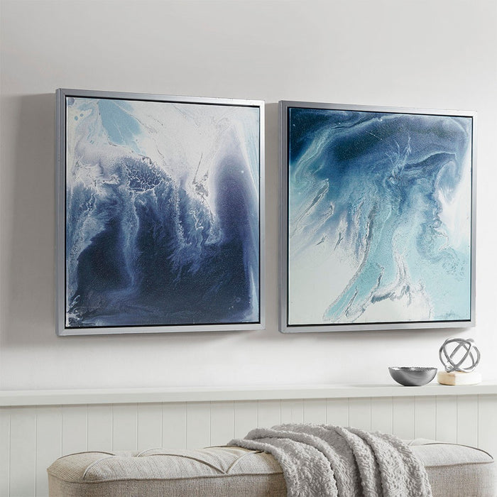 Framed-Thunder-Blue-2-Piece-Canvas-Art-White-Stone-Decor-1