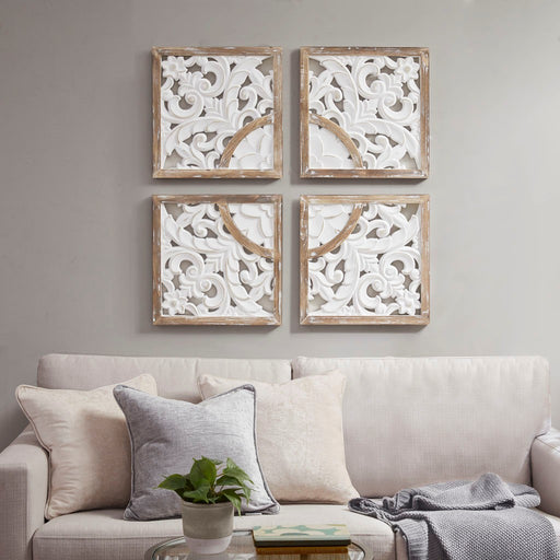 Framed-Woods-Hole-Medallion-4-Piece-Wall-Decor-White-Stone-Decor