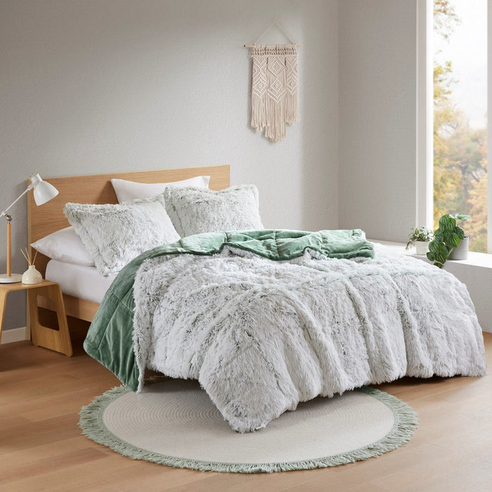 Green-Audra-Reversible-Luxury-Shag-Comforter-Set-White-Stone-Decor-1