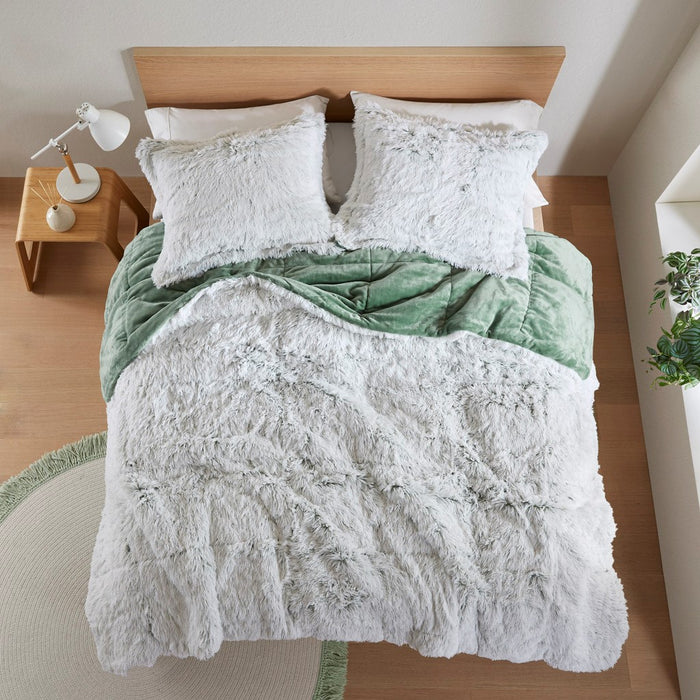 Green-Audra-Reversible-Luxury-Shag-Comforter-Set-White-Stone-Decor-2