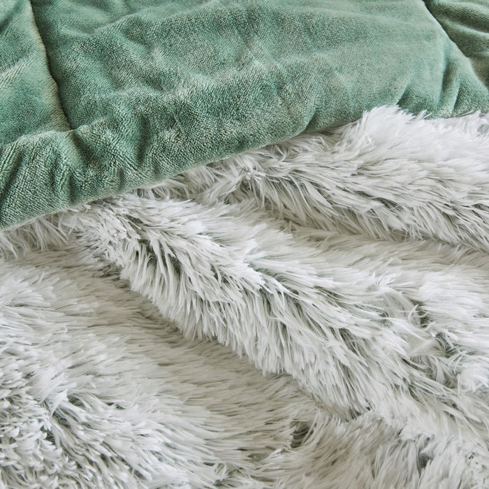 Green-Audra-Reversible-Luxury-Shag-Comforter-Set-White-Stone-Decor-4