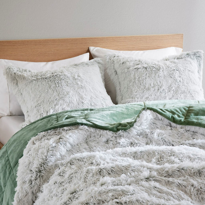 Green-Audra-Reversible-Luxury-Shag-Comforter-Set-White-Stone-Decor-6