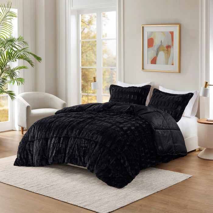 Hayleigh-Black-Faux-Fur-Luxury-Comforter-Set-White-Stone-Decor-1