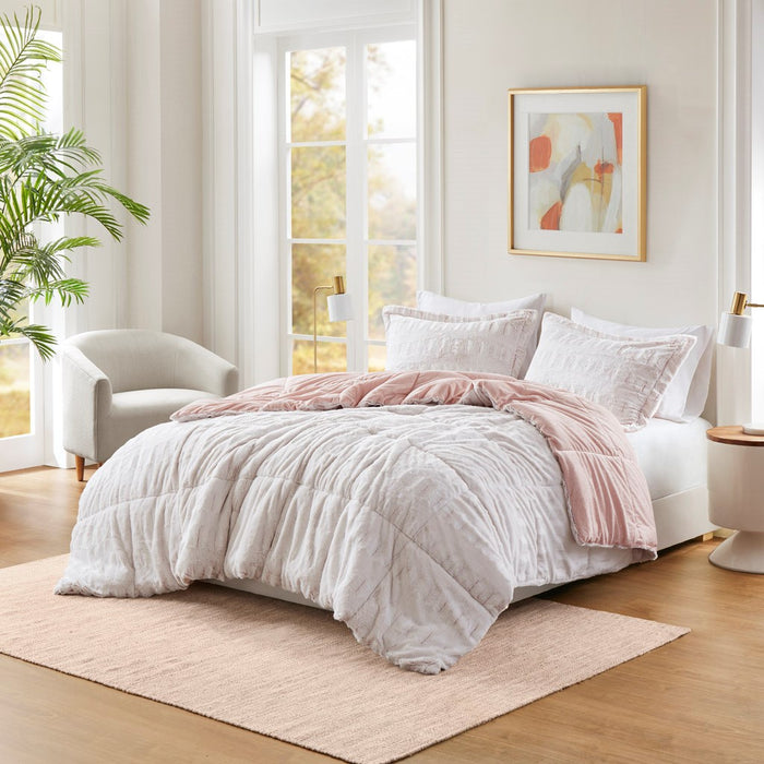 Hayleigh-Pink-Faux-Fur-Luxury-Comforter-Set-White-Stone-Decor-1