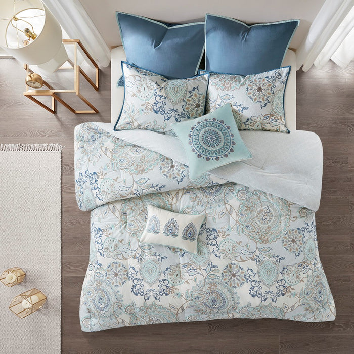 Isabelle-Blue-Medallion-Floral-8-Piece-Comforter-Set-White-Stone-Decor-2