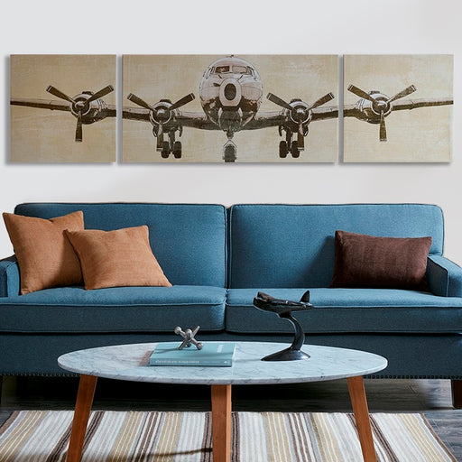 Laureldale-Airplane-3-Piece-Canvas-Art-White-Stone-Decor-1