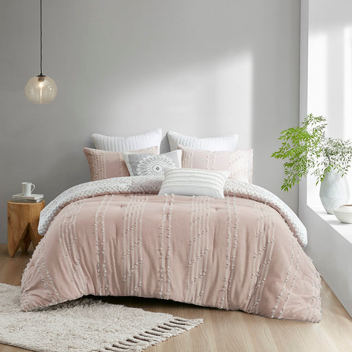 Maison-Blush-Textured-Farmhouse-Comforter-Set-White-Stone-Decor