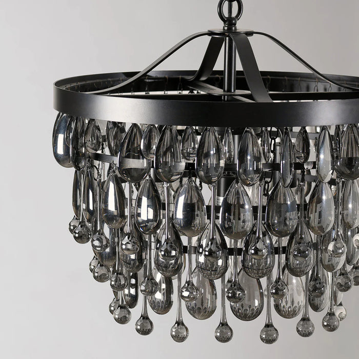 Mid-Century-Rosemond-Black-Glass-18-Chandelier-White-Stone-Decor-1