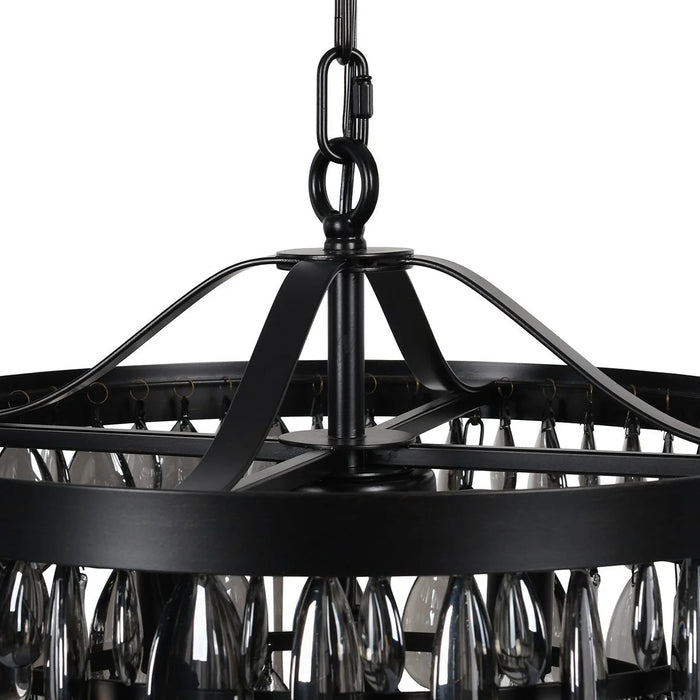 Mid-Century-Rosemond-Black-Glass-18-Chandelier-White-Stone-Decor-2