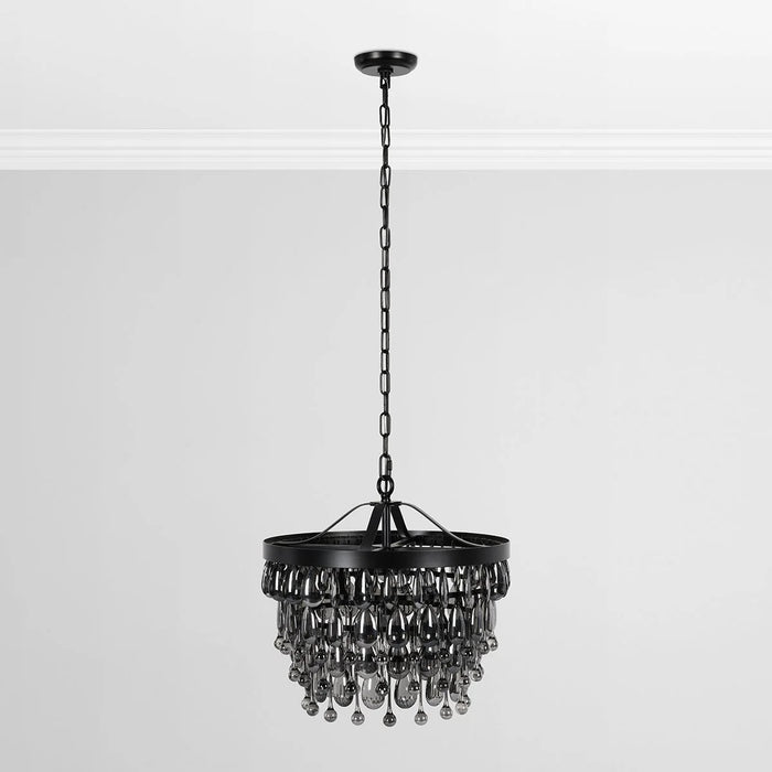 Mid-Century-Rosemond-Black-Glass-18-Chandelier-White-Stone-Decor-3