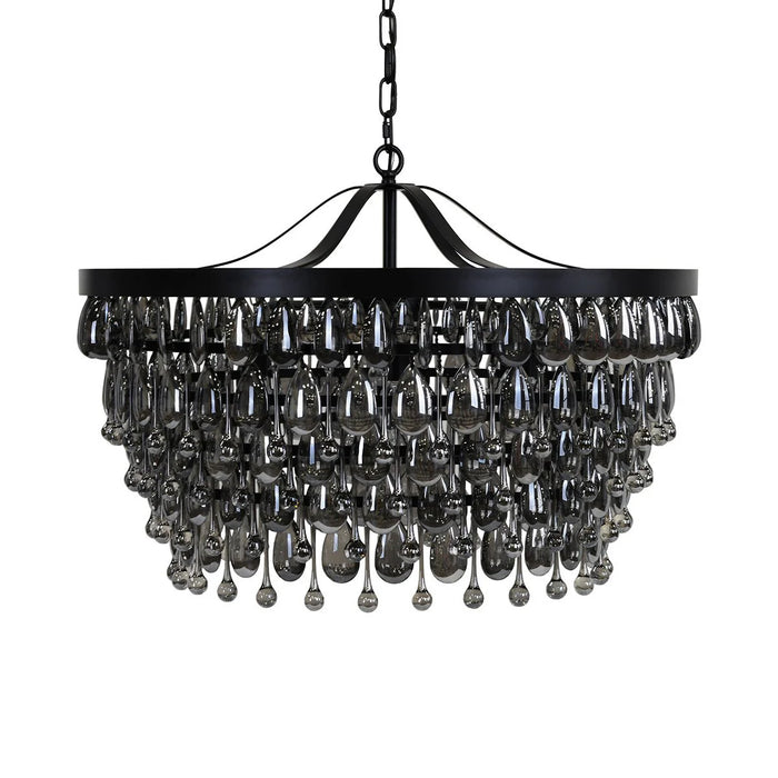 Mid-Century-Rosemond-Black-Glass-28-Chandelier-White-Stone-Decor