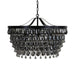 Mid-Century-Rosemond-Black-Glass-28-Chandelier-White-Stone-Decor