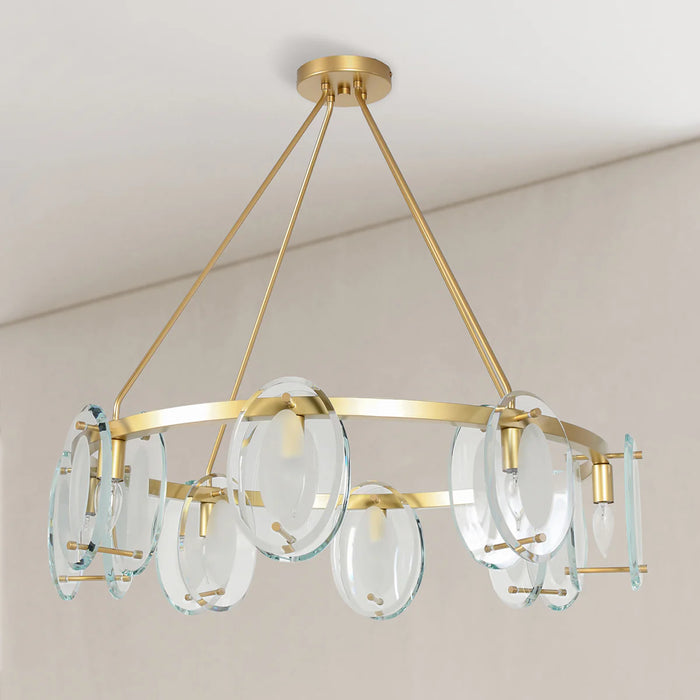 Modern-Shena-Round-Gold-Chandelier-White-Stone-Decor
