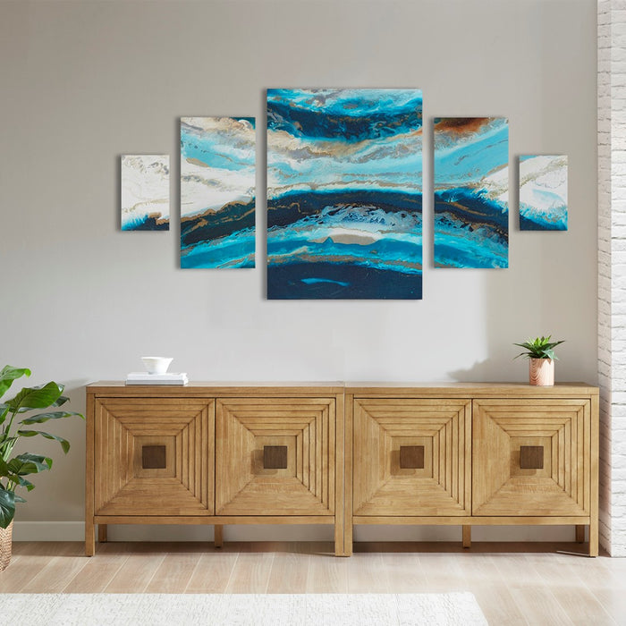 Oceanside-Blue-Tide5-Piece-Canvas-Art-Set-White-Stone-Decor