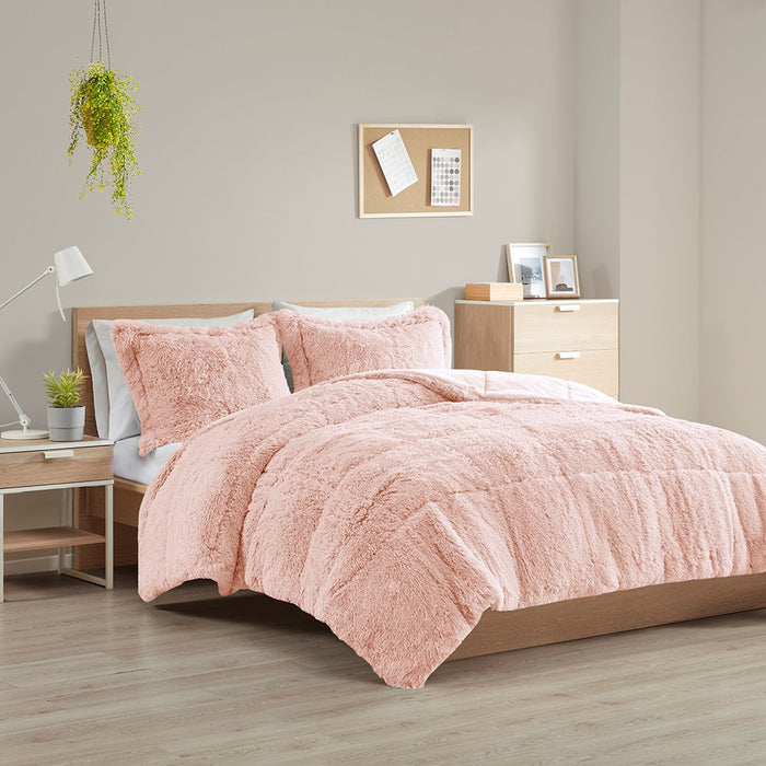 Pink-Audra-Reversible-Luxury-Shag-Comforter-Set-White-Stone-Decor-1