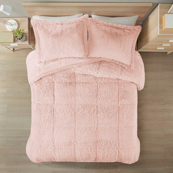 Pink-Audra-Reversible-Luxury-Shag-Comforter-Set-White-Stone-Decor-2