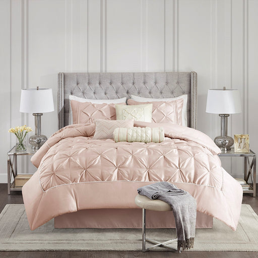 Pink-Rosa-Luxury-Tufted-7-Piece-Comforter-Set-White-Stone-Decor