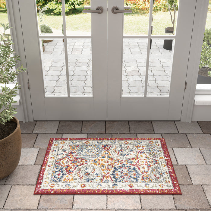 Red-Kaneohe-Abstract-Rug-White-Stone-Decor