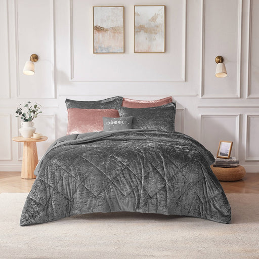 Reversible-Grey-Nellie-Luxury-Velvet-Comforter-Set-White-Stone-Decor