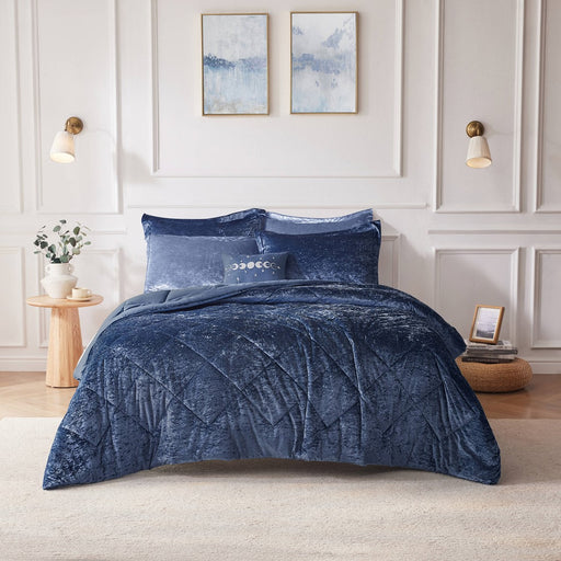 Reversible-Navy-Nellie-Luxury-Velvet-Comforter-Set-White-Stone-Decor