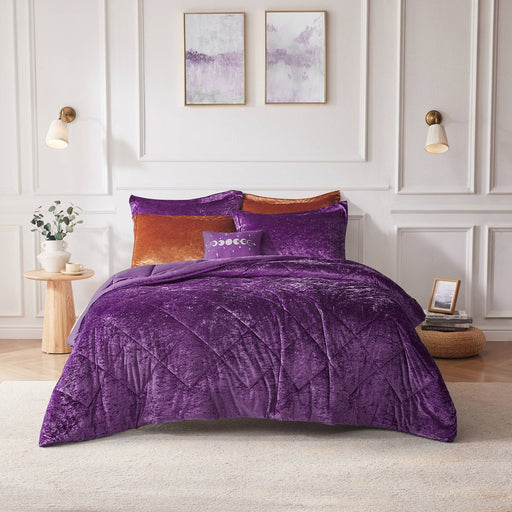 Reversible-Purple-Nellie-Luxury-Velvet-Comforter-Set-White-Stone-Decor