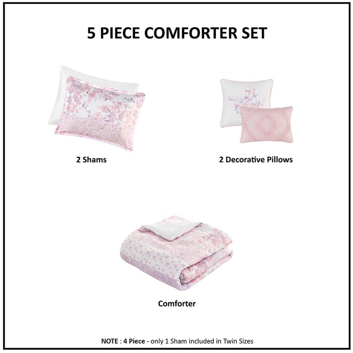 Romantic-Pink-Pomona-Floral-Comforter-Set-White-Stone-Decor-9