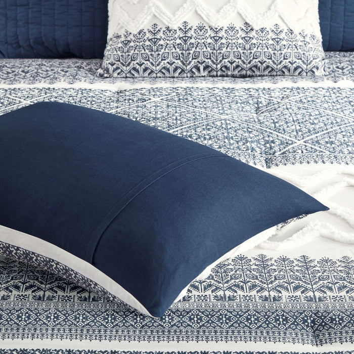 Roseville-Navy-Boho-Farmhouse-Comforter-Set-White-Stone-Decor-5